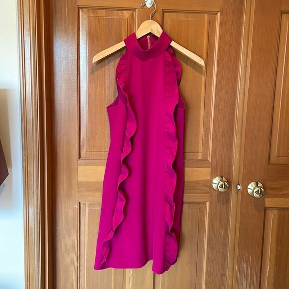 BARBIE Core TED Baker Torriya Ruffle Tunic Dress in Hot Pink - Picture 1 of 14